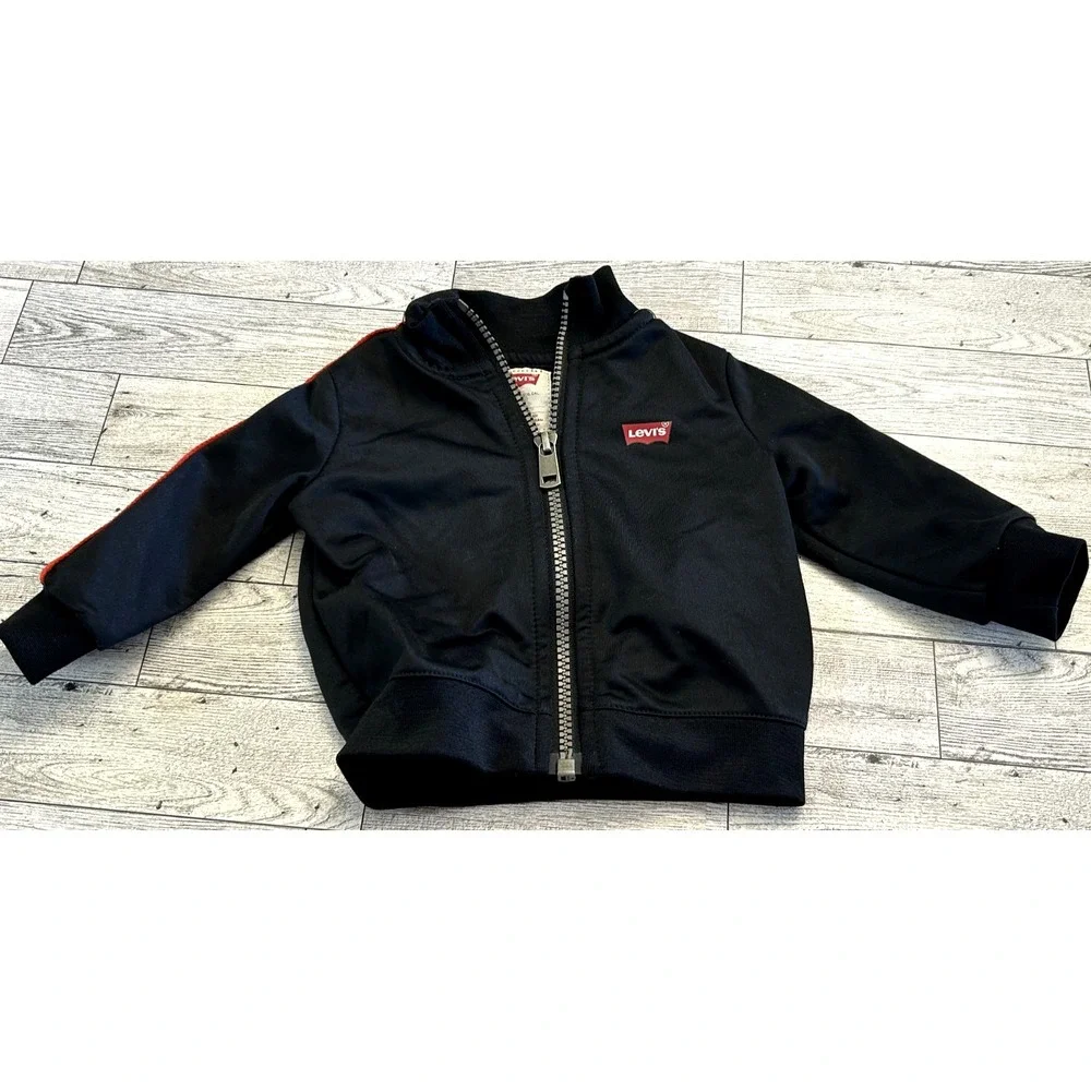 Levis Baby lightweight black Full Zip Track jacket Logo Sleeves SIZE‎ 3 MONTHS